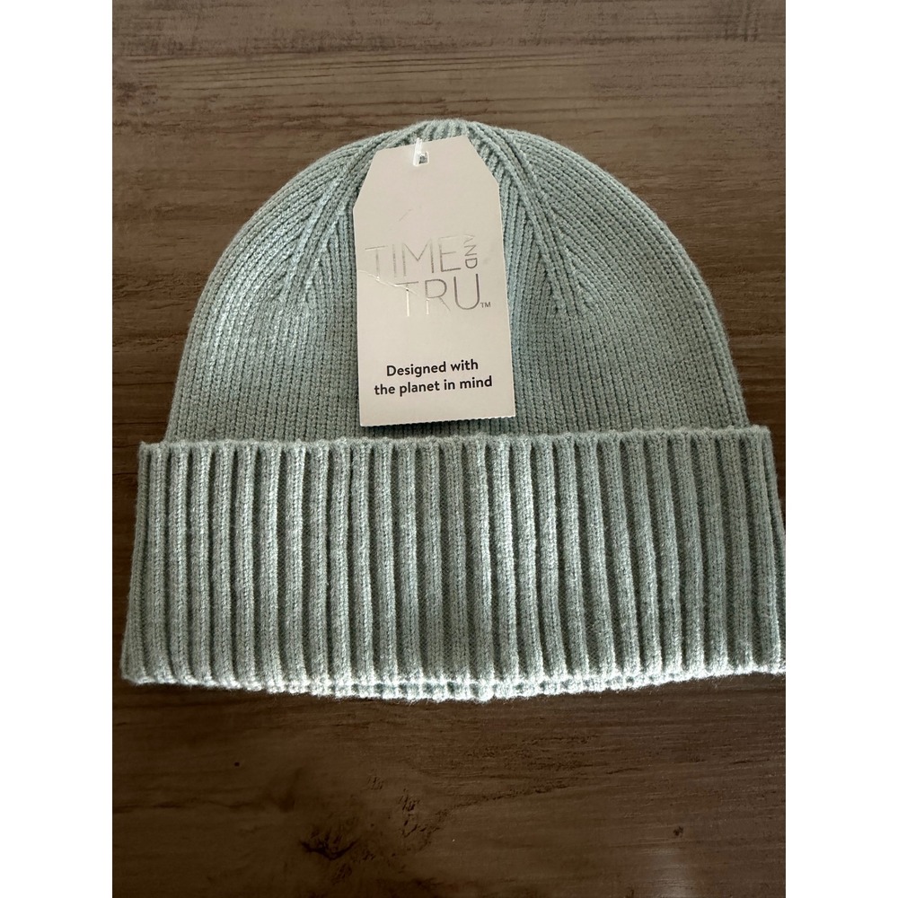 Women ribbed beanie mint green